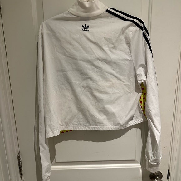 Adidas Fiorucci Trefoil Logo Crop Zip Pullover Jacket Top - Picture 2 of 4